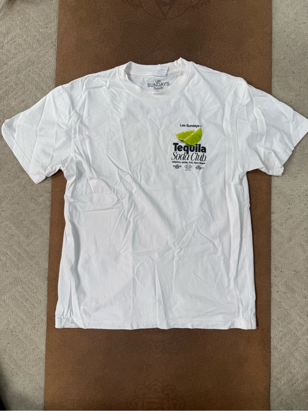 sundays White Tee with Lime Accent Graphic